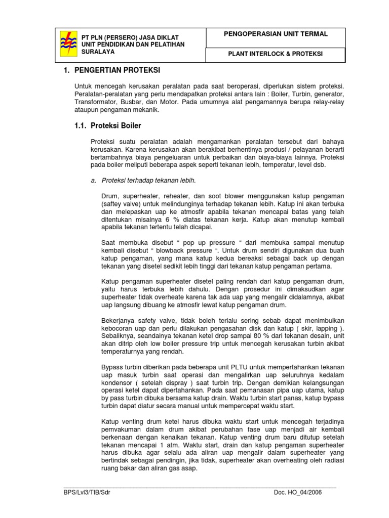 Proteksi dan Interlock Boiler PLTU | PDF | Griya & Taman | Sains ...