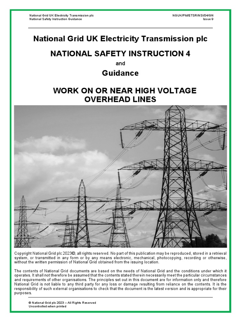 NSI 04 and Guidance - Work On or Near High Voltage Overhead Lines ...