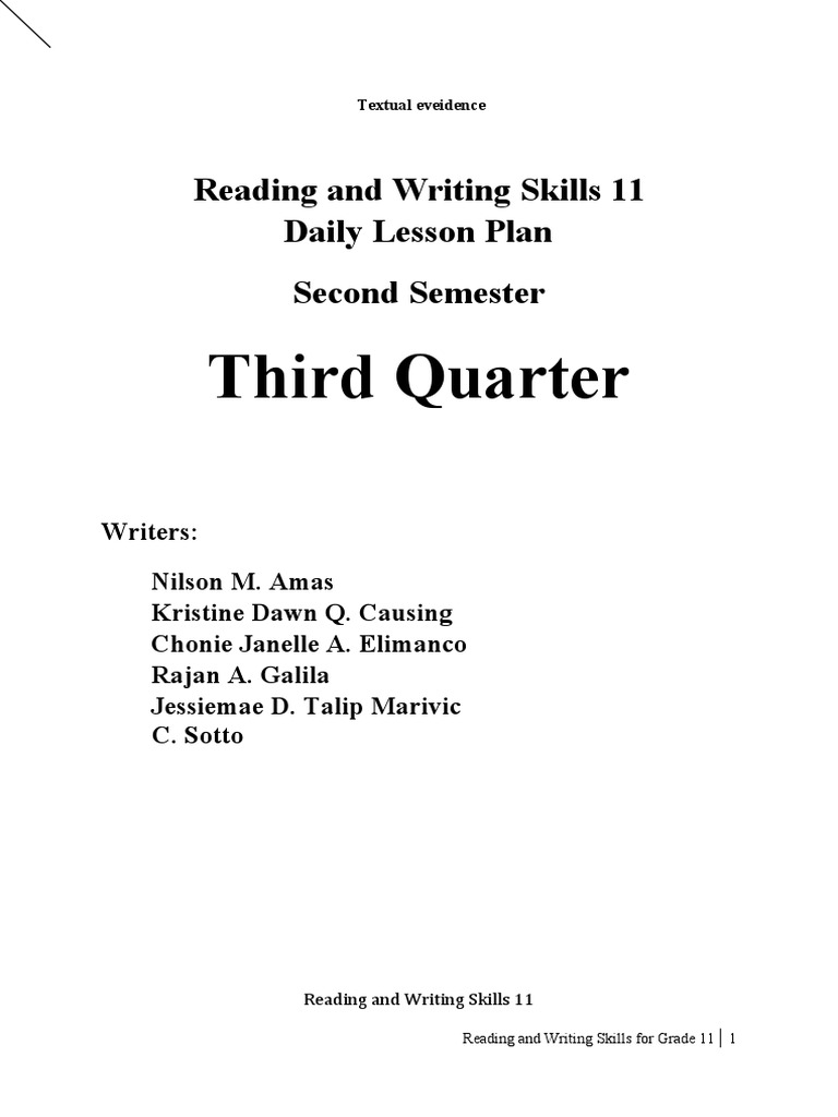 English SHS Reading and Writing Skills PDF