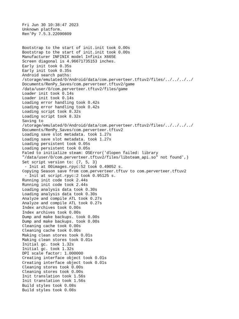 Ren'Py 7.5.3 Initialization Log | PDF