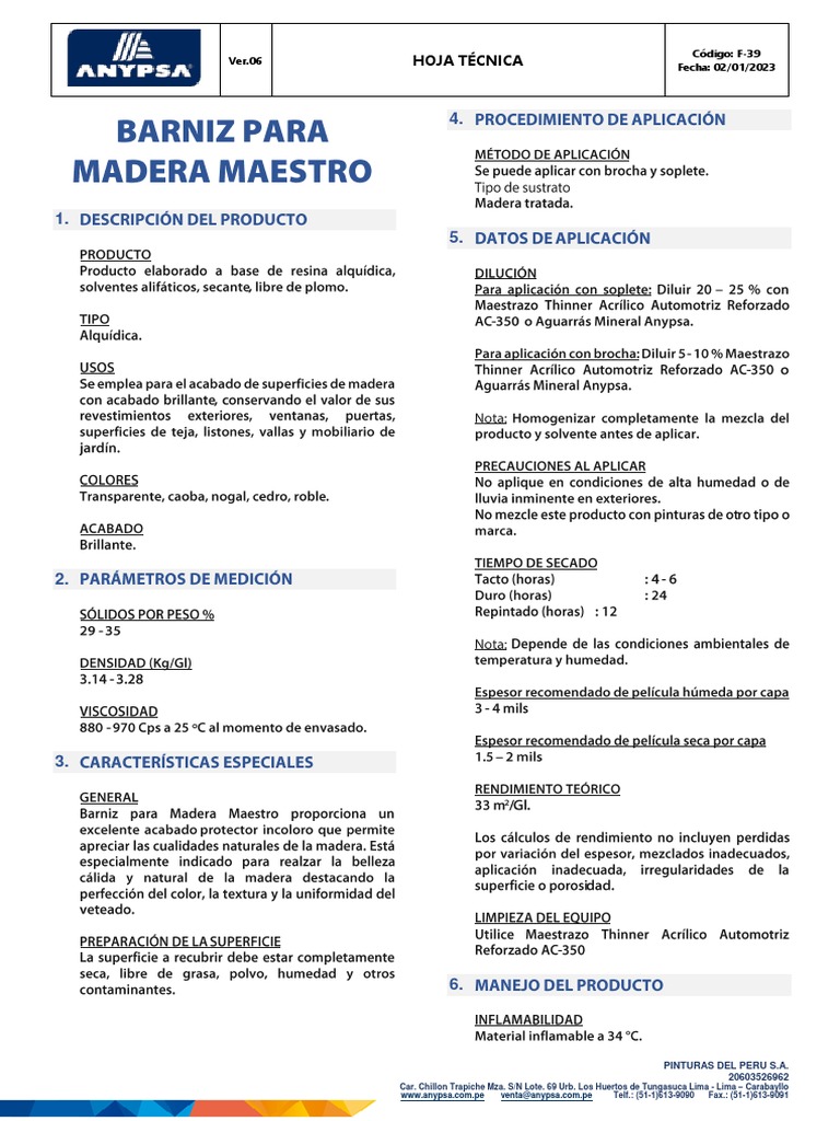 Barniz Para Madera Maestro Pdf