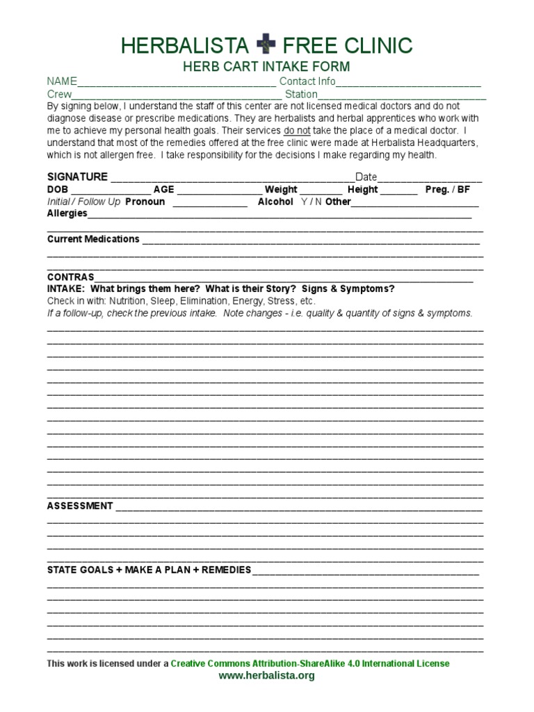 Herb Cart Intake Form | PDF | Traditional Chinese Medicine | Diseases ...