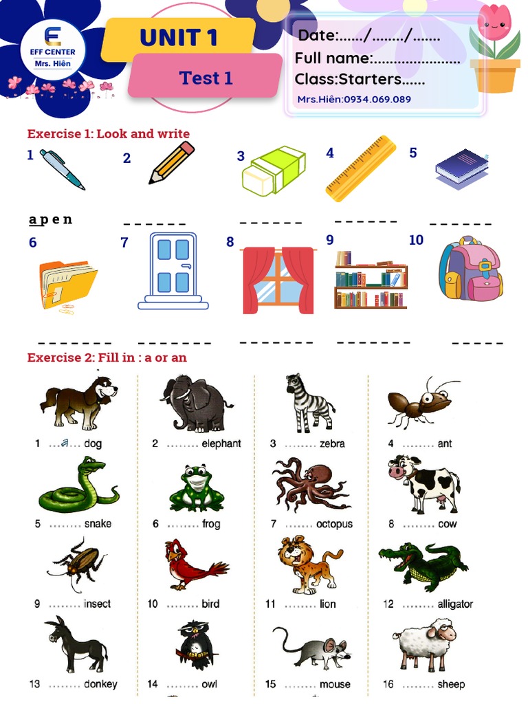 FF1 Test 1: Starters Exercises | PDF