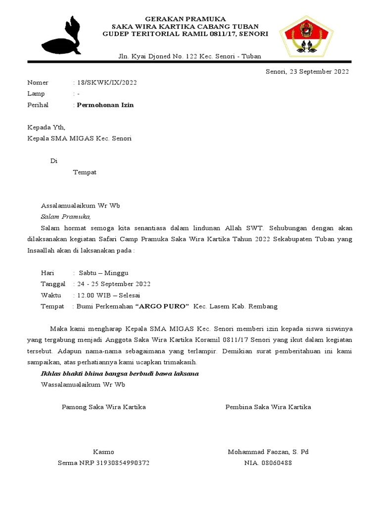 Surat Izin Sekolah | PDF