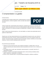 Entrega Da Avaliação - Trabalho Da Disciplina (AVA 2) Empreendedorismo