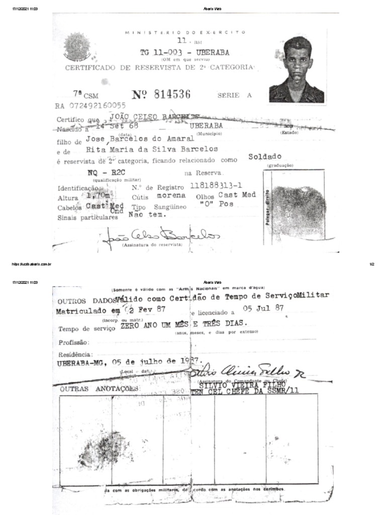 Certificado de Reservista PDF