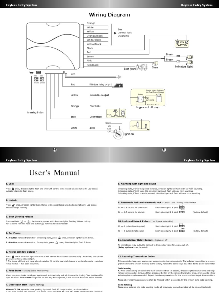 Keyless Operation and Wiring | PDF | Car | Automotive Technologies