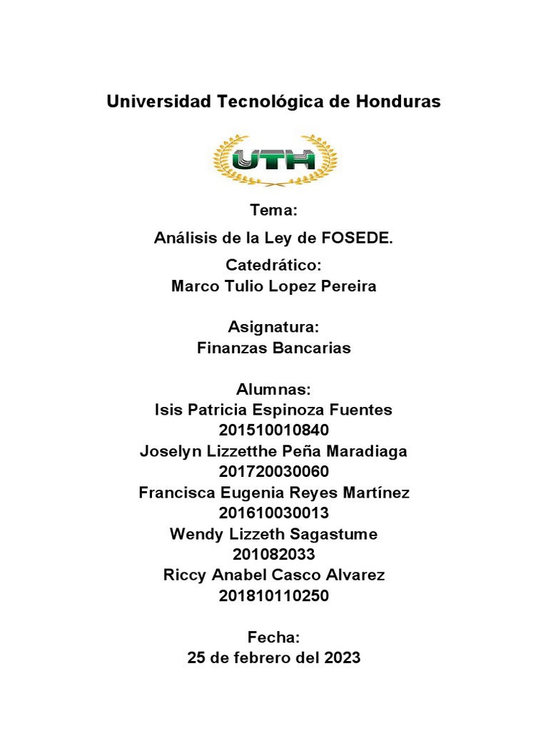 Análisis de la Ley FOSEDE en Honduras | PDF