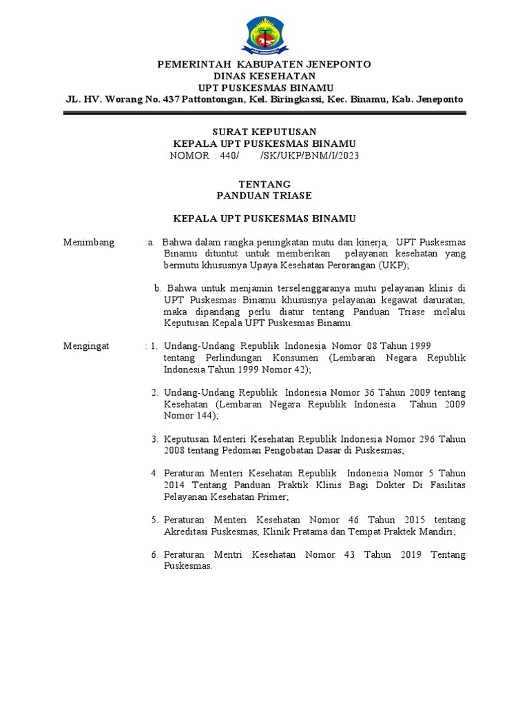 3 3 1 a 2 3 sk tentang triase dan panduan tata laksana triase pdf