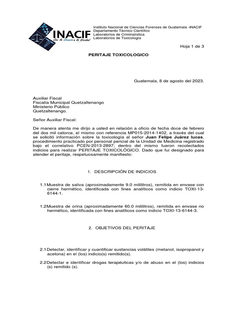 Peritaje Toxicológico en Guatemala | PDF | Ciencias sociales | Ciencia ...