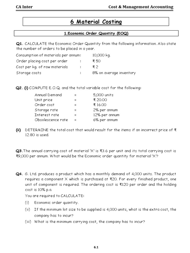 Maximum Inventory Calculation for Batch Production | PDF
