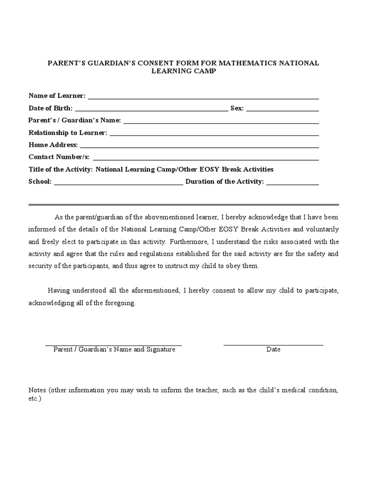 Consent Form Math | PDF