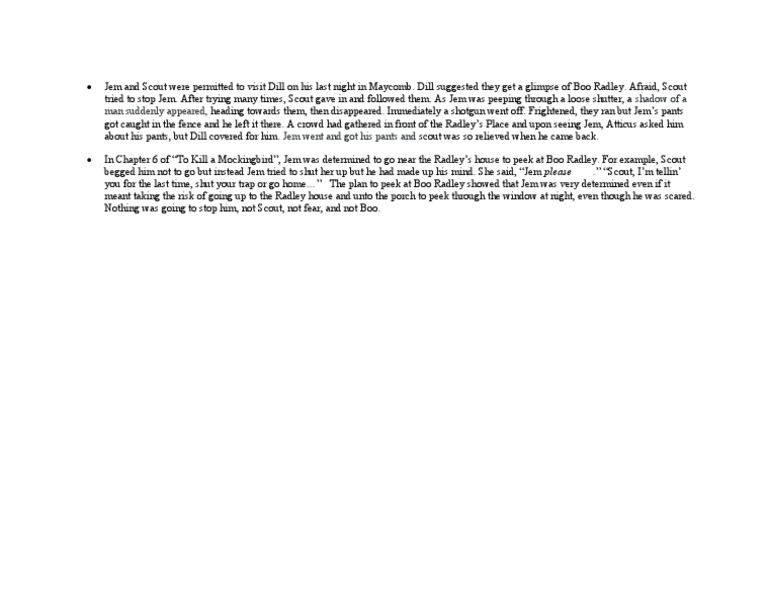 To Kill A Mocking Bird Chapter 6 Summary | PDF