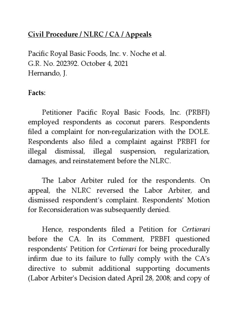 Pacific Royal Basic Food Inc. vs. Noche, Et Al.v2 PDF