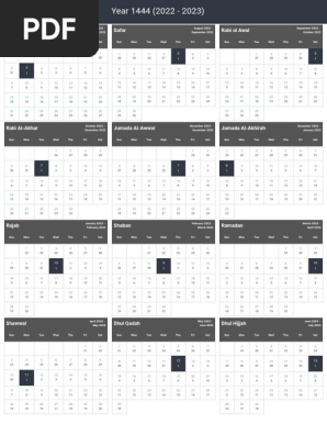 Monthly Islamic Calendar