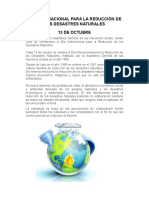 Día Internacional para La Reducción de Los Desastres Naturales 13 de Octubre