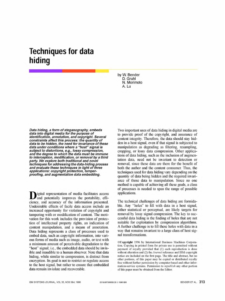 Techniques For Data Hiding PDF
