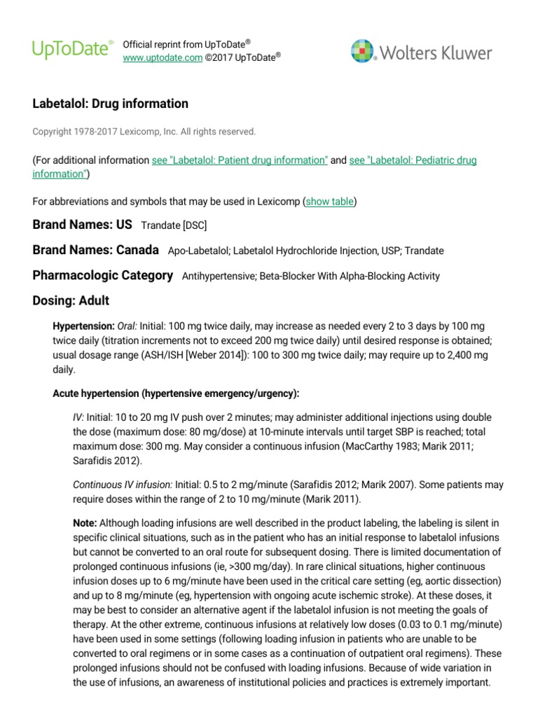 UpToDate Labetalol PDF
