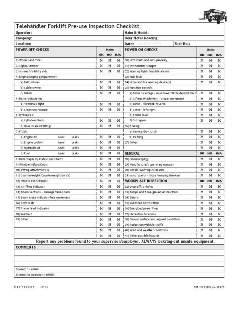TerrainForkliftdaily Inspection PDF