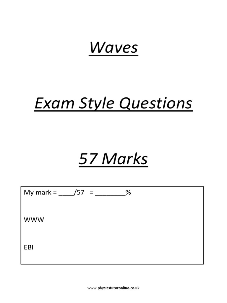 Exam Questions on Waves and Optics | PDF | Diffraction | Wavelength