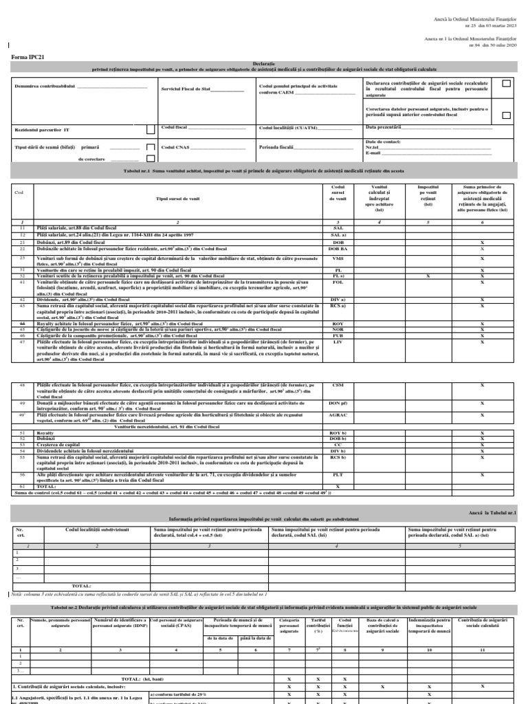 Formularul Declaratie IPC21 | PDF