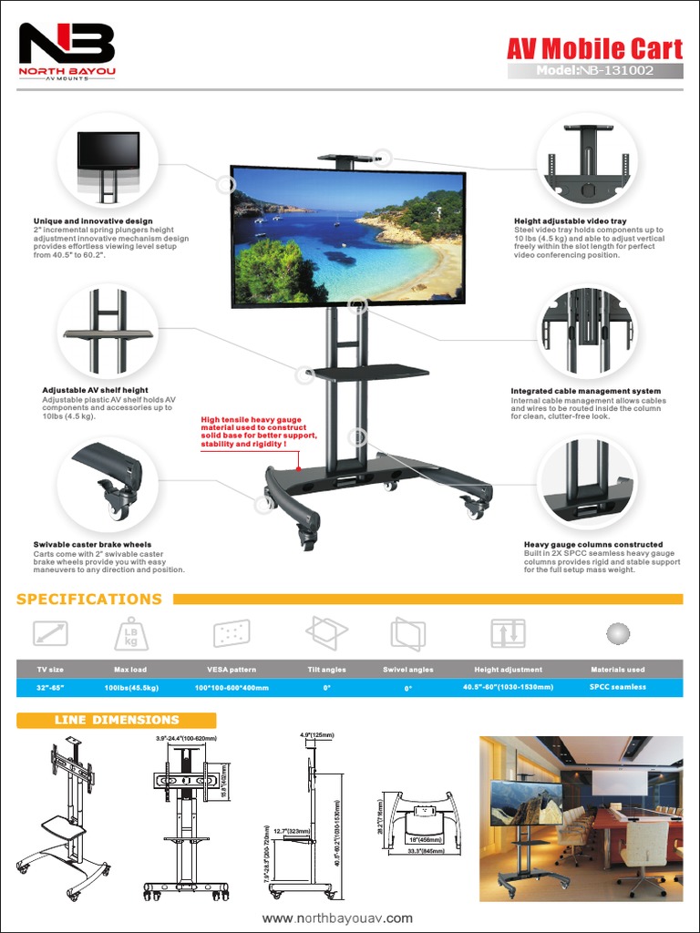 AV Mobile Cart Specifications NB-131002 | PDF