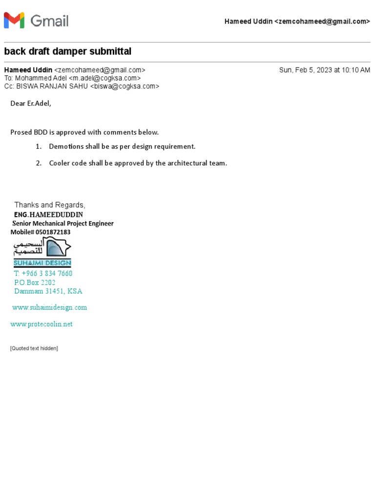 Gmail back draft damper submittal PDF