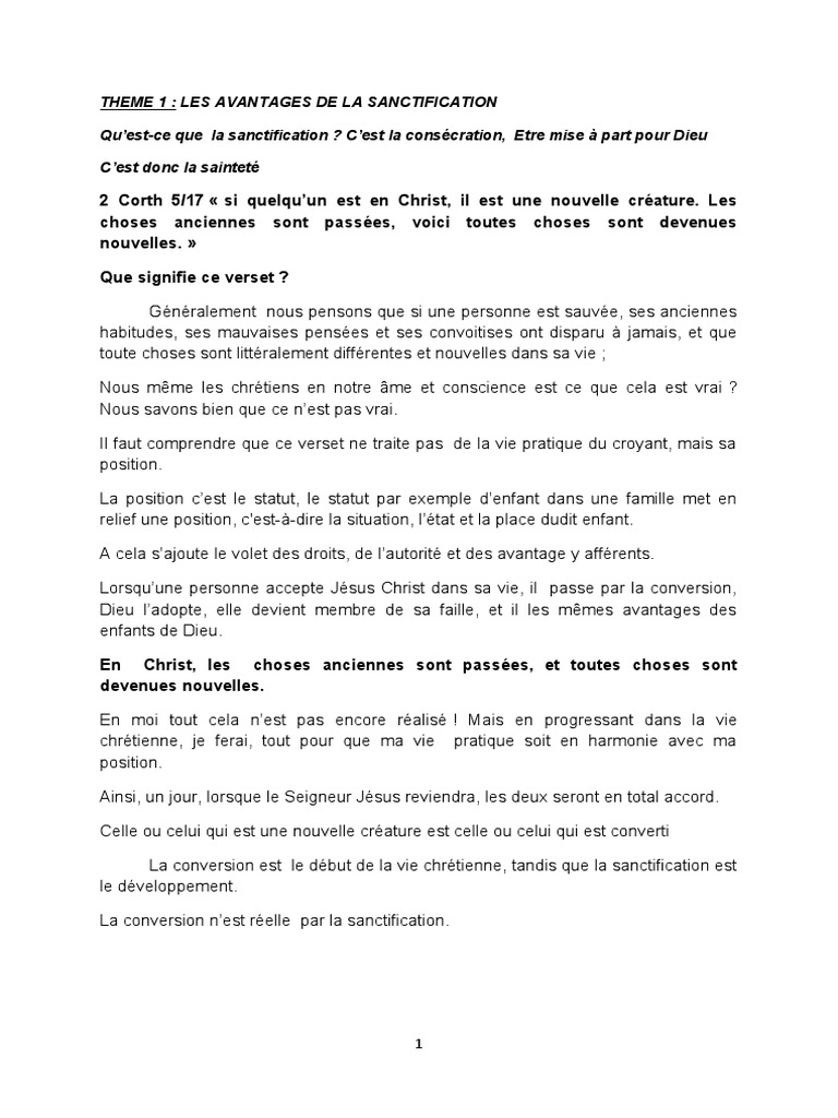 Avantages et étapes de la sanctification | PDF | Développement personnel