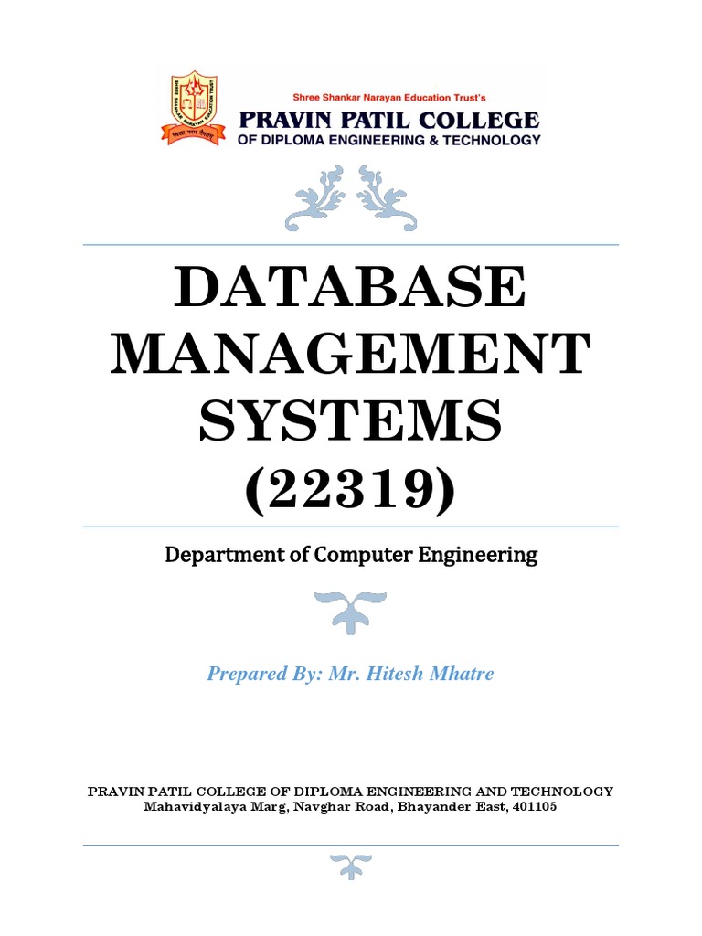 Dbms Notes For Diploma Students Pdf Databases Relational Database