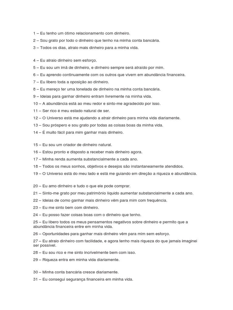 Frases para Atrair Dinheiro e Prosperidade | PDF | Dinheiro | Vida