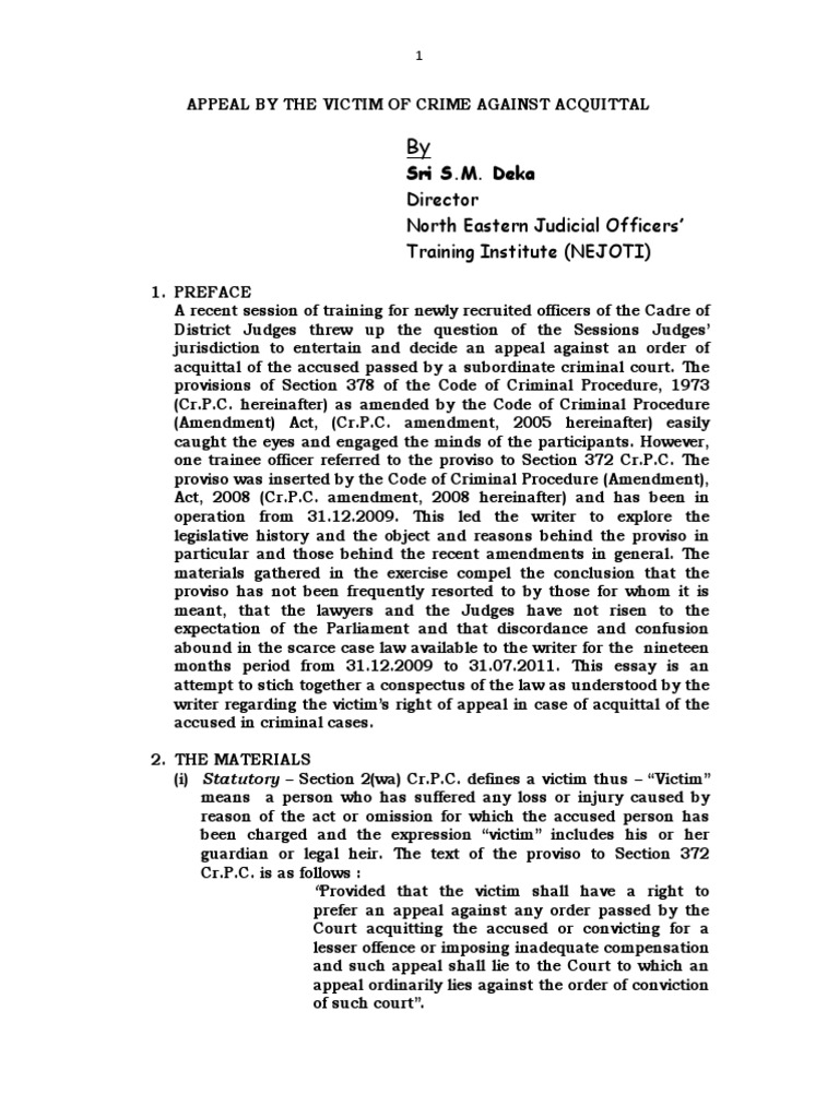 Victim's Appeal Against Acquittal Rights | PDF