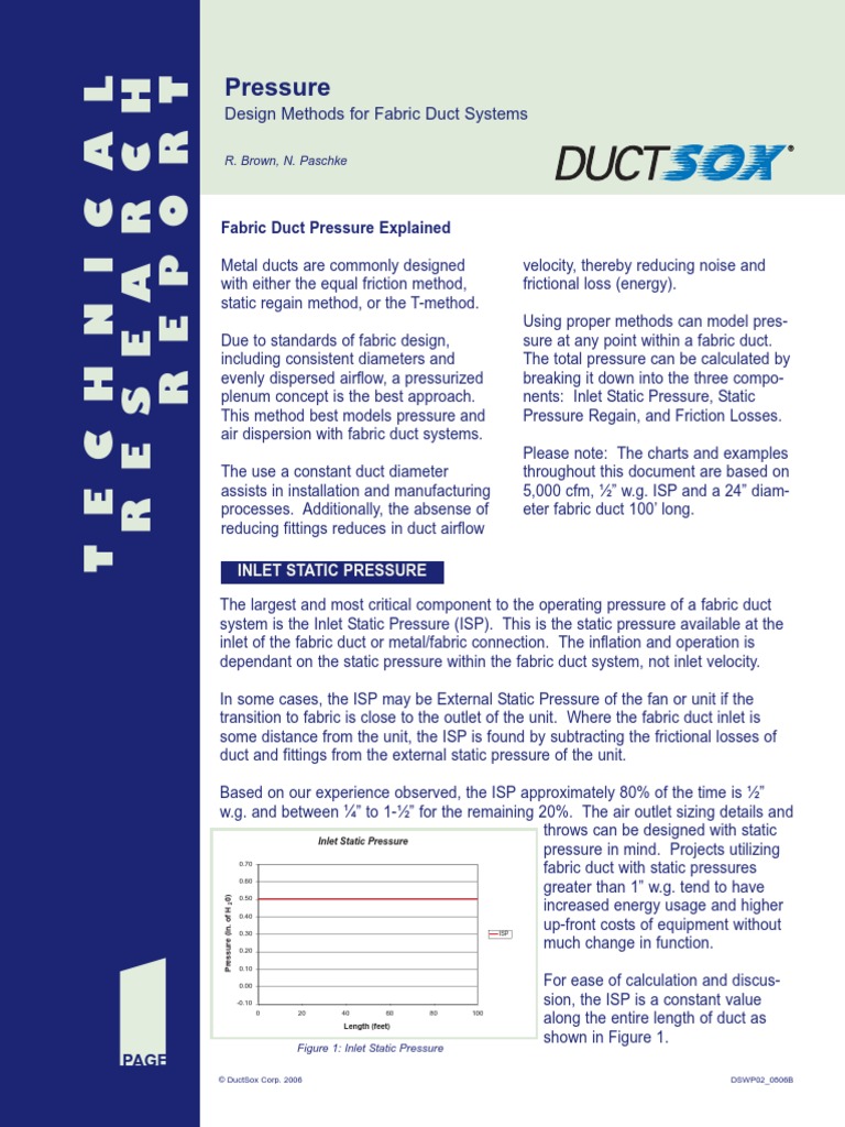 Fabric Duct Pressure and Design Methods | PDF | Duct (Flow) | Pressure