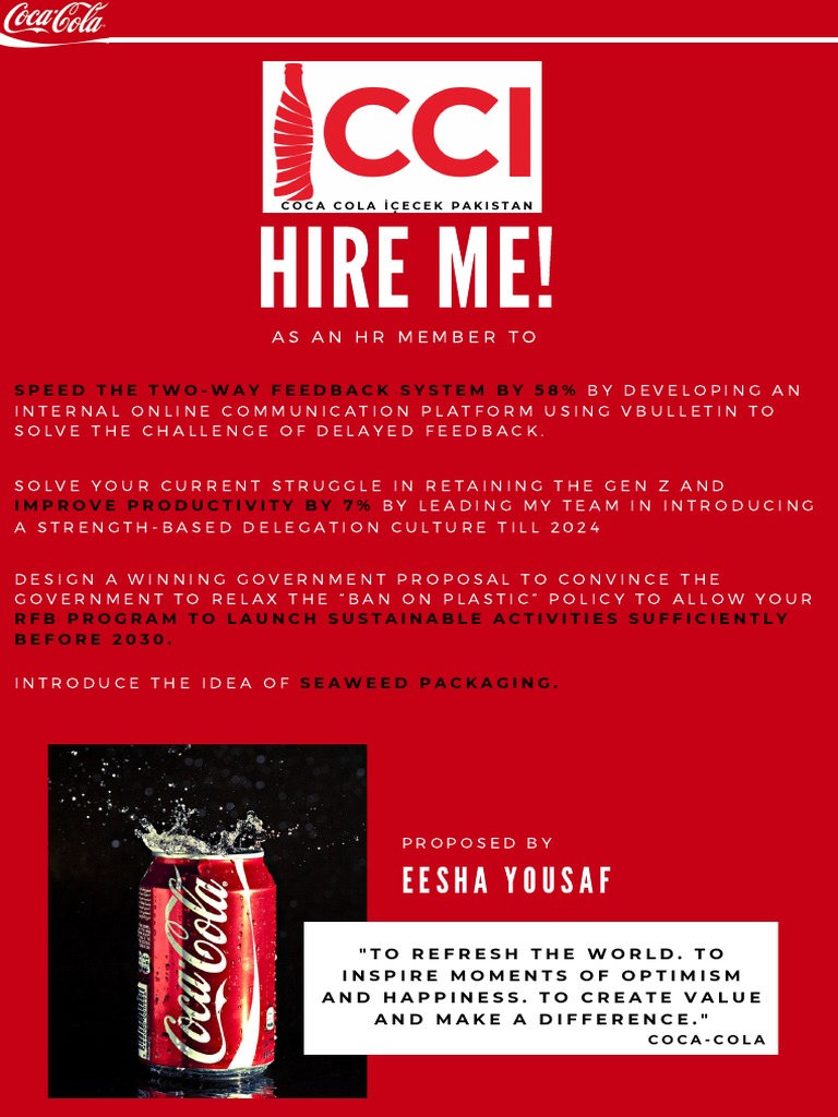 CocaCola Proposal Assignment PDF The Coca Cola Company Employment