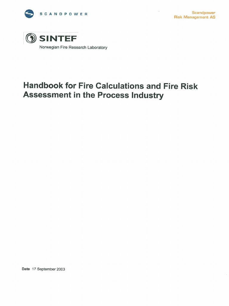Handbook For Fire Calculations and Fire Risk Assessment in The Process ...