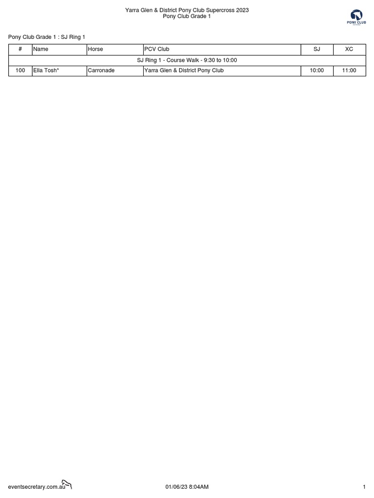 Yarra glen district pony club supercross 2023 times pdf horses