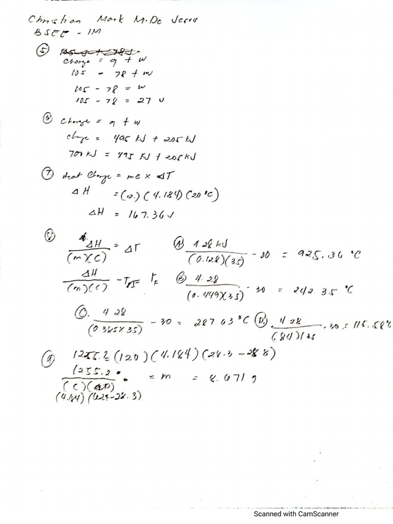 Thermochemistry quiz equation PDF