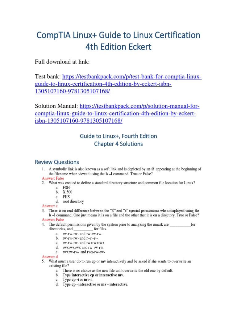 CompTIA Linux+ Guide To Linux Certification 4th Edition Eckert ...
