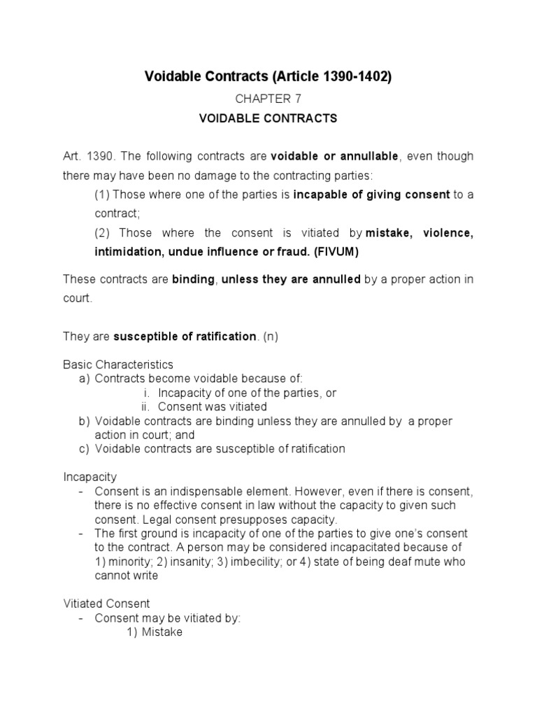 Example Of Voidable Contract