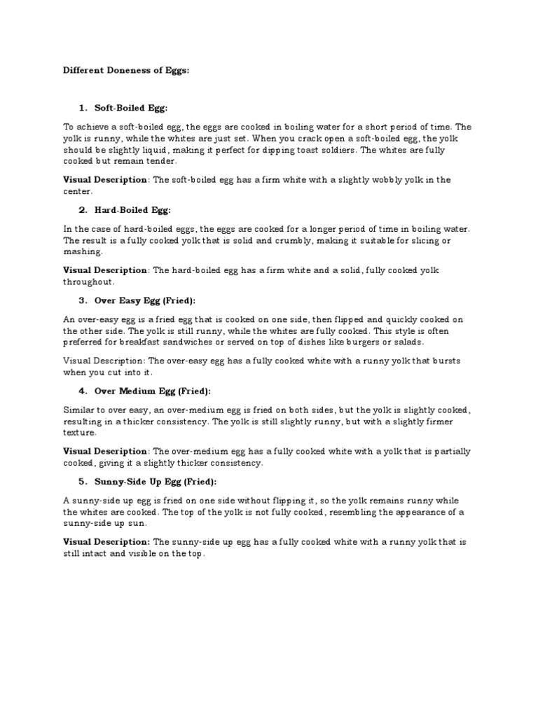 Different Doneness of Eggs PDF