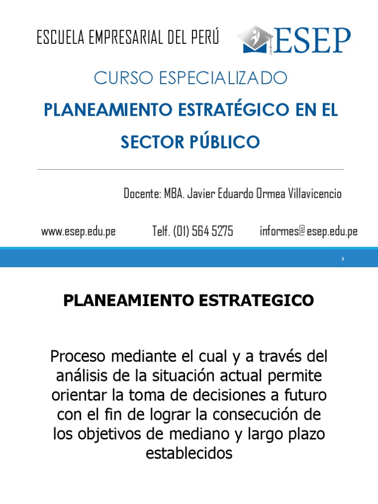 Planeamiento Estratégico En El Sector Público Pdf