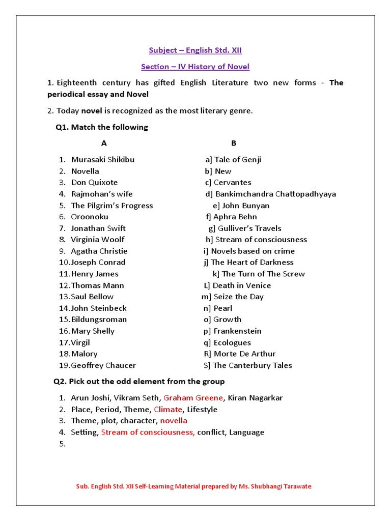 4.1 History of Novel - Notes | PDF