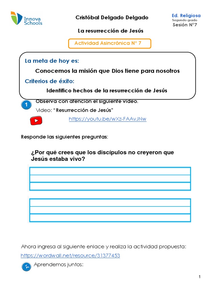 La Resurrección de Jesús en Segundo Grado | PDF | La resurrección de ...