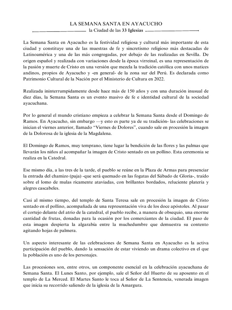 La Semana Santa en Ayacucho | PDF | Adoración Cristiana Y Liturgia ...