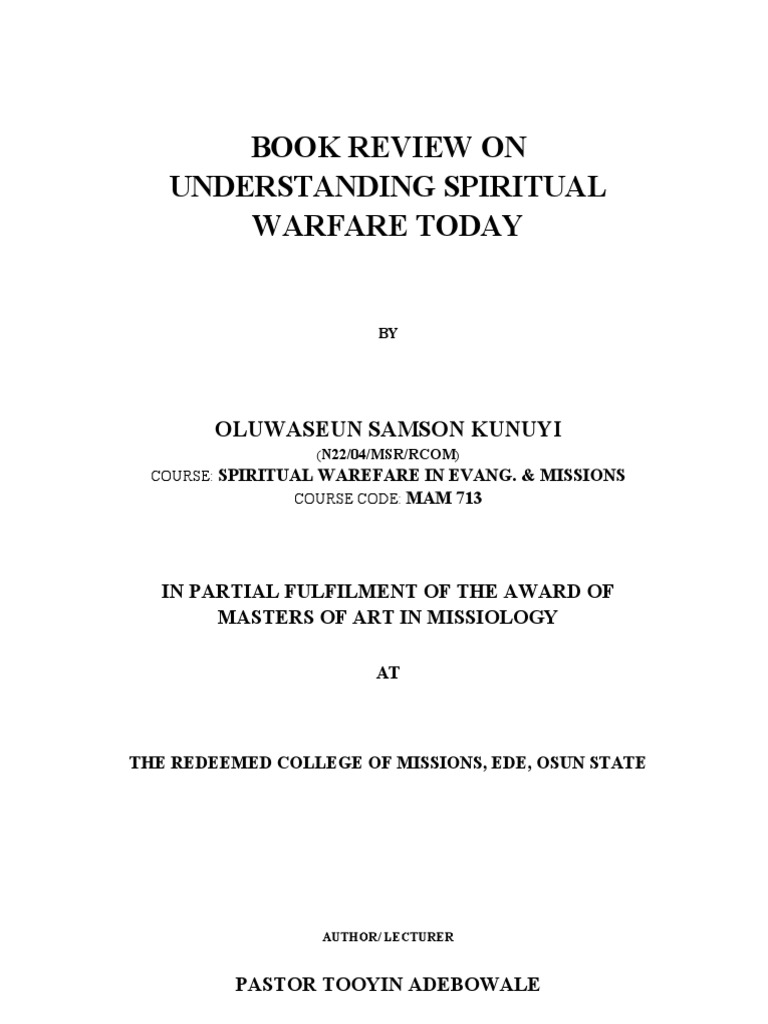 Spiritual Warfare Pdf Sacrifice Spiritual Warfare