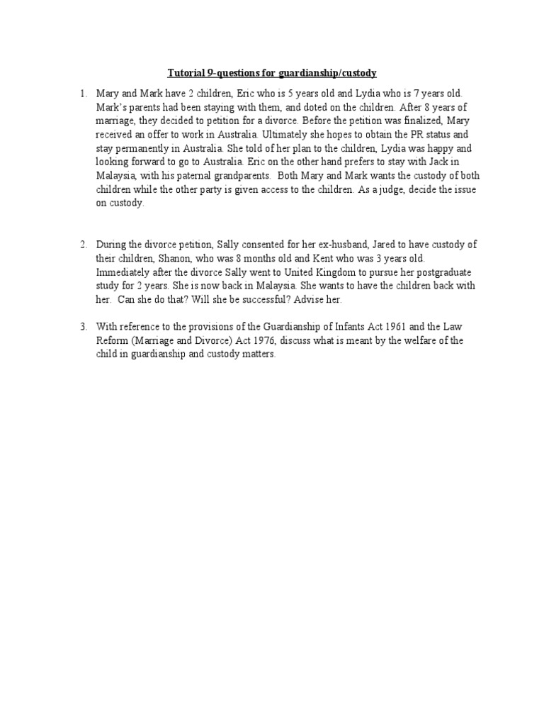 305872_Tutorial 9Questions for Guardianship, Custody PDF