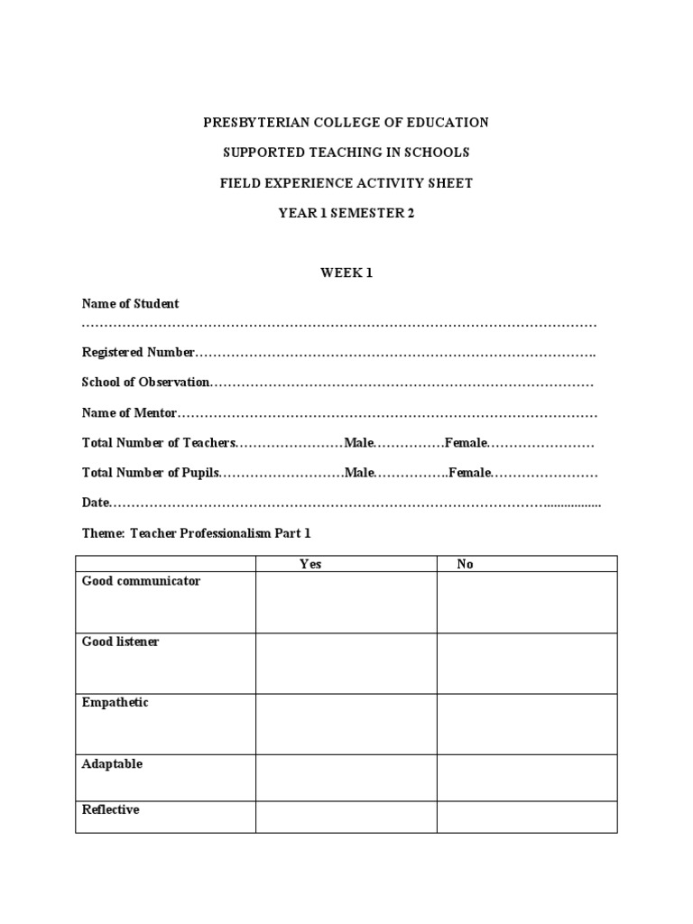 Weekly activities for level 100 sem 2 pdf
