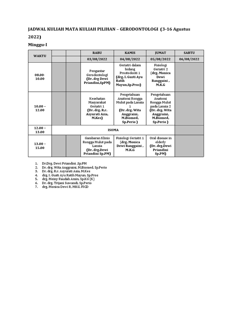 Jadwal Kuliah Mata Kuliah Pilihan Pdf Sains Matematika