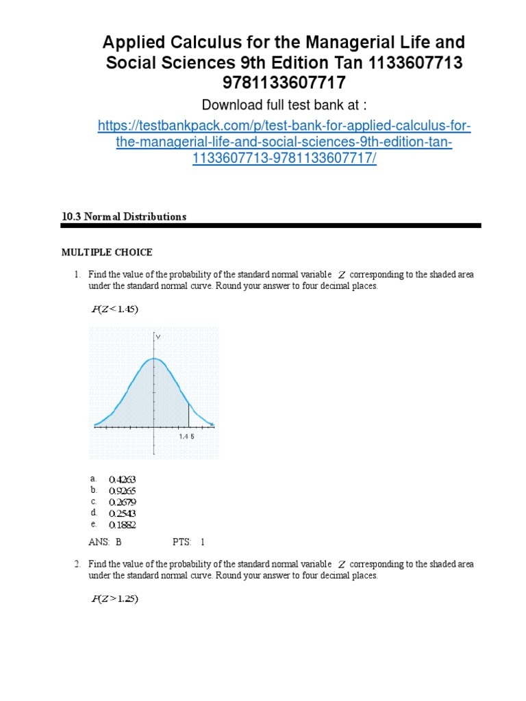 Applied Calculus For The Managerial Life and Social Sciences 9th ...