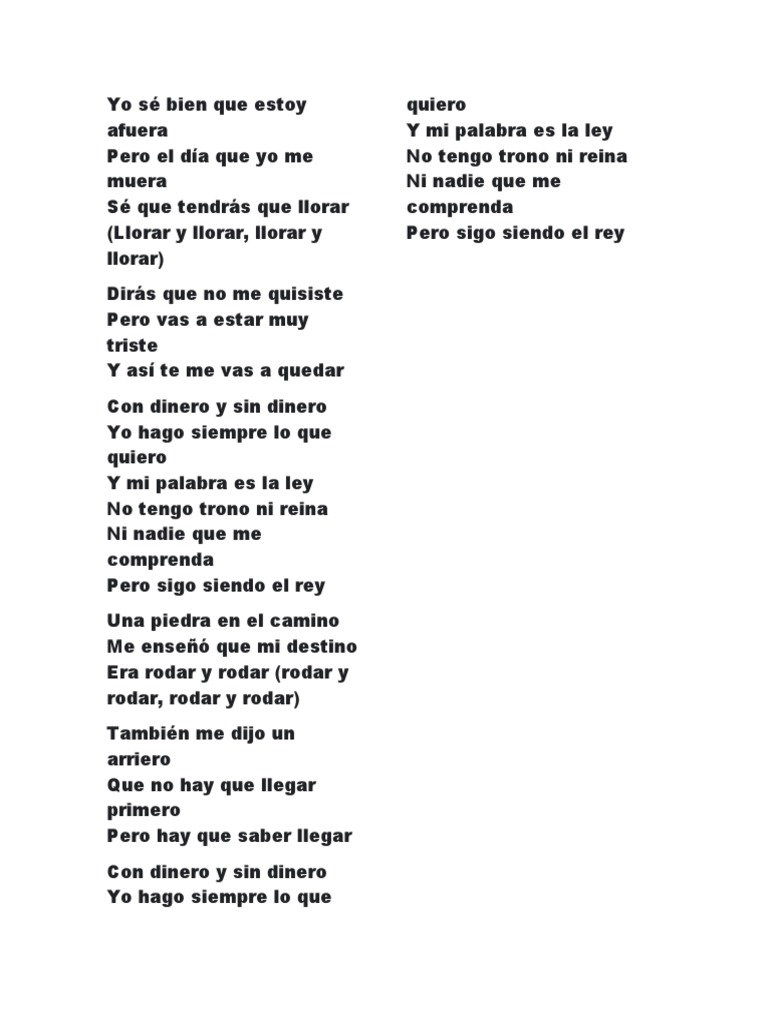 Un rey sin reina: letra y significado | PDF | Poesía