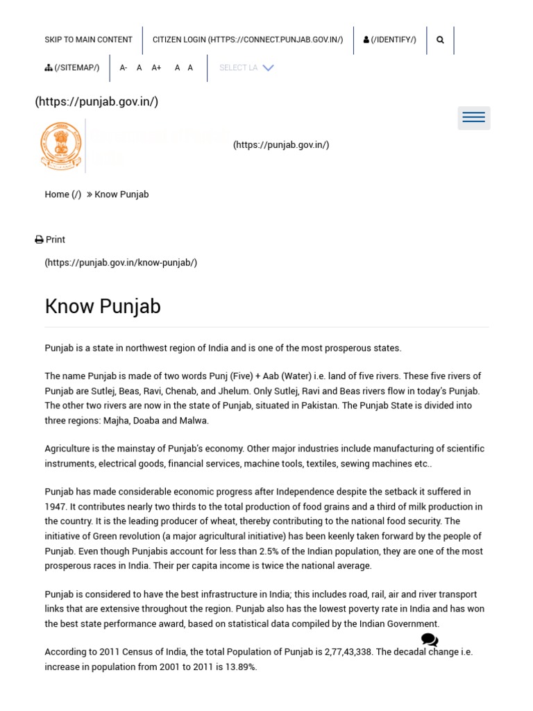 PUNJAB STATE INFO visual data 2
